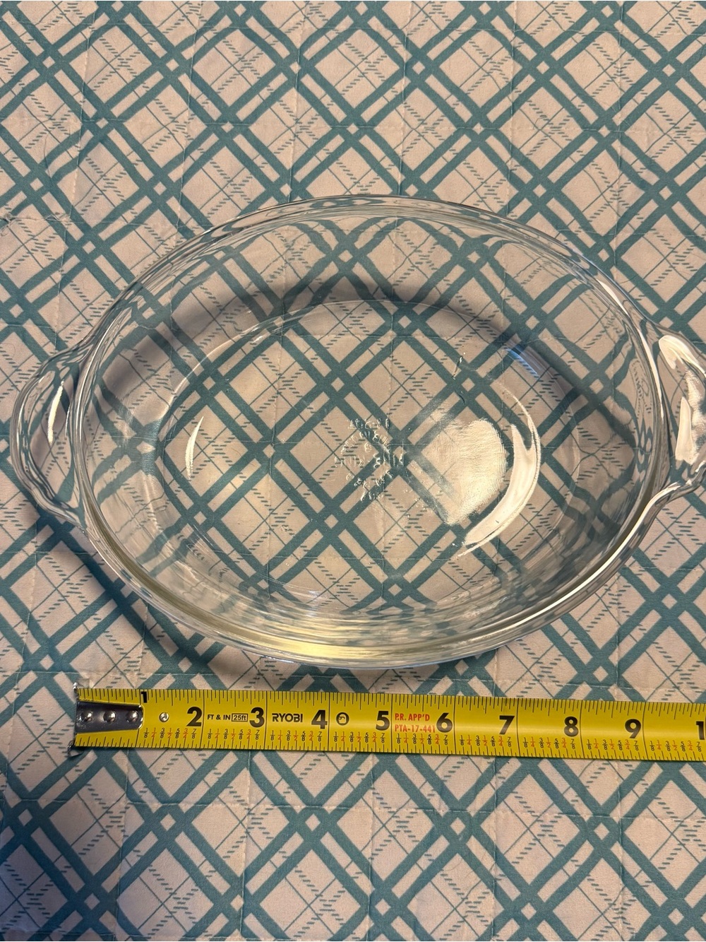 Fire-King Clear Glass Dish with Embossed Logo
